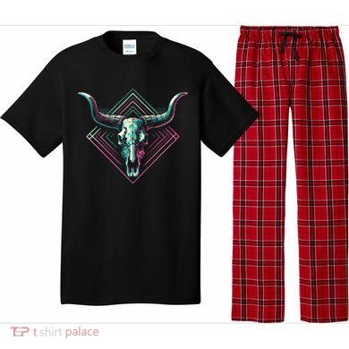Vaporwave Longhorn Cow Cattle Skull Art 80s 90s Pajama Set