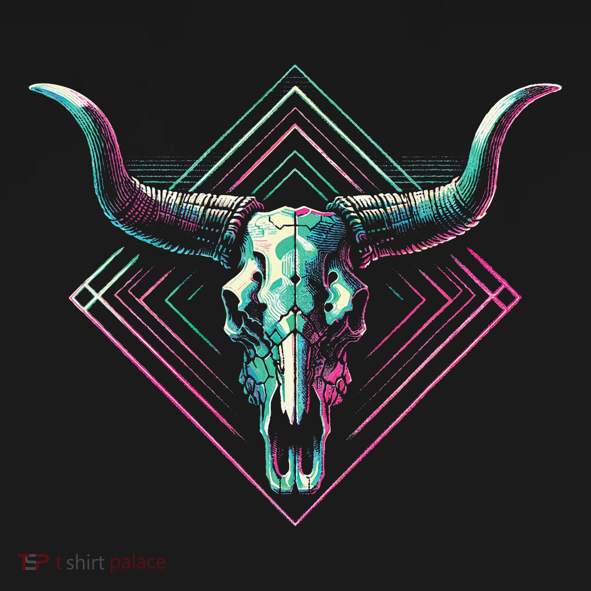 Vaporwave Longhorn Cow Cattle Skull Art 80s 90s Tank Top