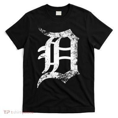 Vintage Letter D Detroit Michigan 313 Area Code White T-Shirt
