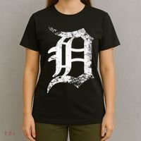 Vintage Letter D Detroit Michigan 313 Area Code White T-Shirt thumb 4