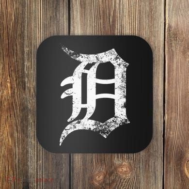 Vintage Letter D Detroit Michigan 313 Area Code White Coaster