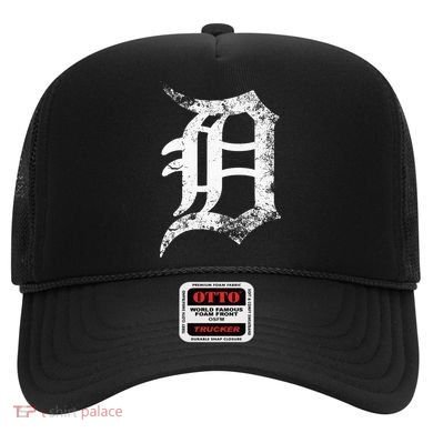 Vintage Letter D Detroit Michigan 313 Area Code White Hat