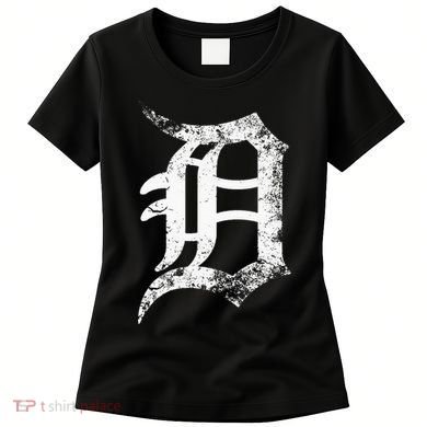 Vintage Letter D Detroit Michigan 313 Area Code White Women's T-Shirt