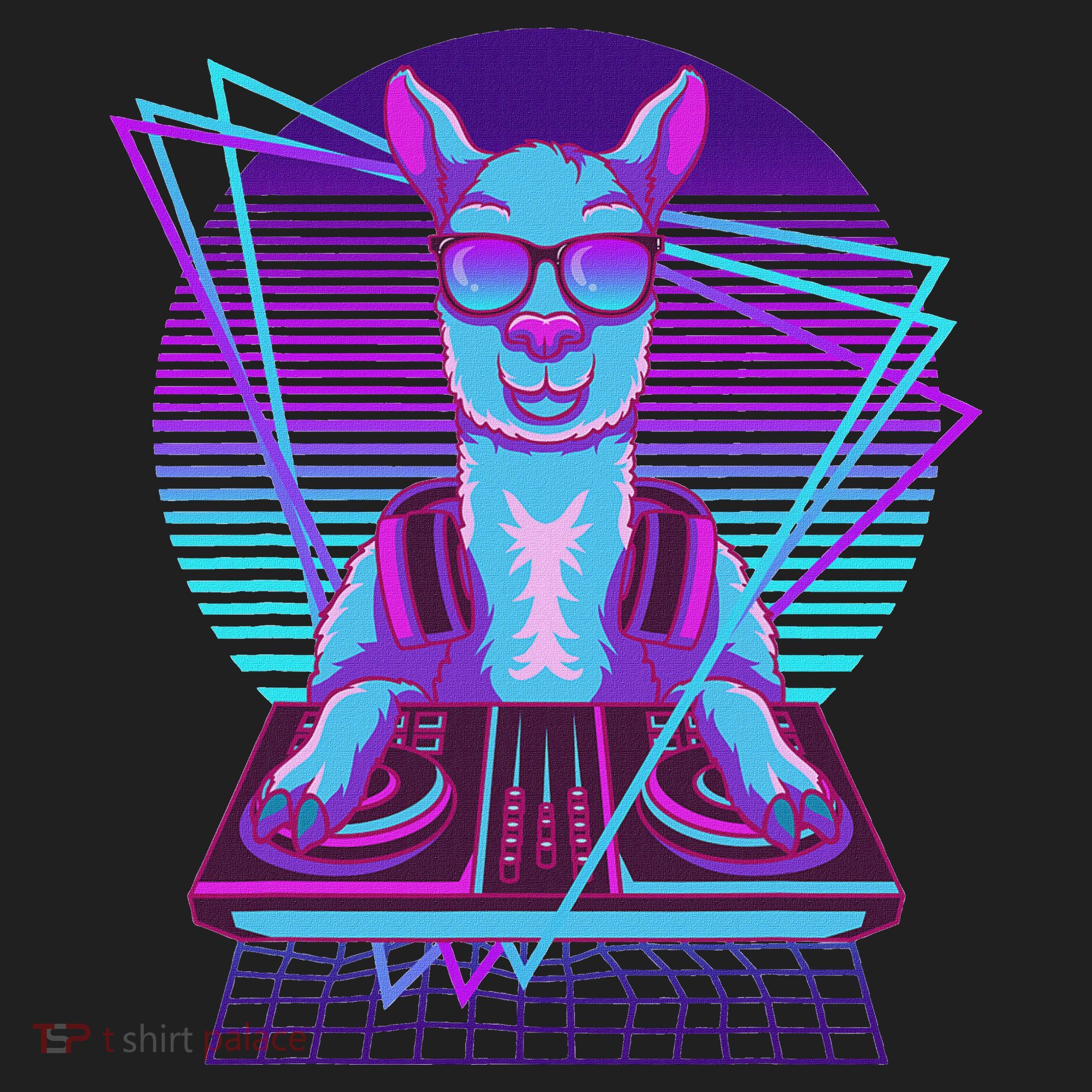Vaporwave Llama Dj Turntable Sunglass Llama Women's Sweatshirt