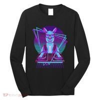 Vaporwave Llama Dj Turntable Sunglass Llama Long Sleeve Shirt thumb 0