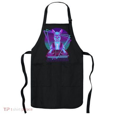 Vaporwave Llama Dj Turntable Sunglass Llama Apron