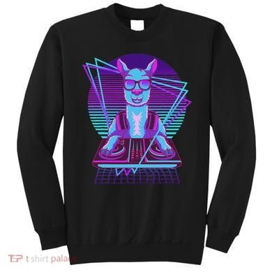 Vaporwave Llama Dj Turntable Sunglass Llama Sweatshirt