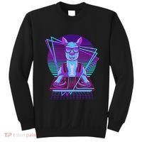 Vaporwave Llama Dj Turntable Sunglass Llama Sweatshirt thumb 0