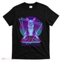 Vaporwave Llama Dj Turntable Sunglass Llama T-Shirt thumb 0