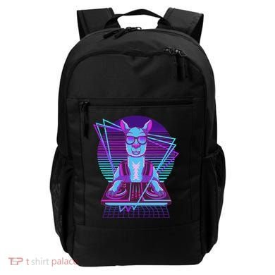 Vaporwave Llama Dj Turntable Sunglass Llama Backpack