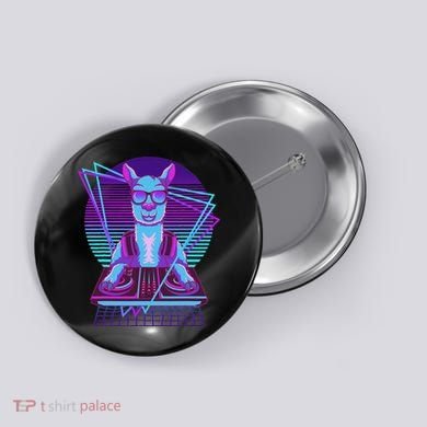 Vaporwave Llama Dj Turntable Sunglass Llama Button