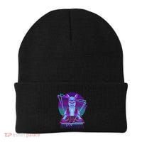 Vaporwave Llama Dj Turntable Sunglass Llama Beanie thumb 0