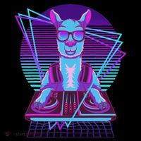 Vaporwave Llama Dj Turntable Sunglass Llama Coaster thumb 2