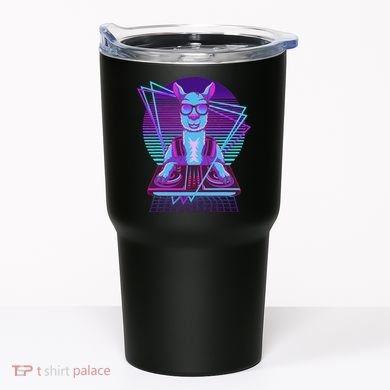 Vaporwave Llama Dj Turntable Sunglass Llama Tumbler
