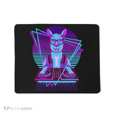 Vaporwave Llama Dj Turntable Sunglass Llama Mousepad