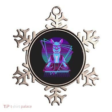 Vaporwave Llama Dj Turntable Sunglass Llama Ornament