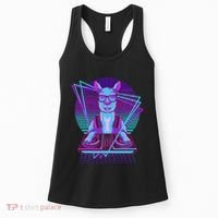 Vaporwave Llama Dj Turntable Sunglass Llama Women's Tank Top thumb 0
