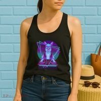 Vaporwave Llama Dj Turntable Sunglass Llama Women's Tank Top thumb 2