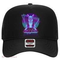 Vaporwave Llama Dj Turntable Sunglass Llama Hat thumb 0