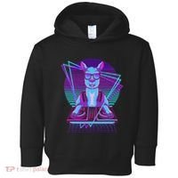 Vaporwave Llama Dj Turntable Sunglass Llama Toddler Hoodie thumb 0