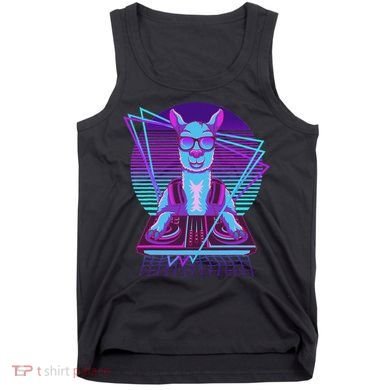 Vaporwave Llama Dj Turntable Sunglass Llama Tank Top