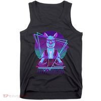 Vaporwave Llama Dj Turntable Sunglass Llama Tank Top thumb 0