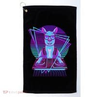 Vaporwave Llama Dj Turntable Sunglass Llama Golf Towel thumb 0