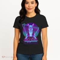 Vaporwave Llama Dj Turntable Sunglass Llama Women's T-Shirt thumb 4