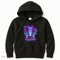 Vaporwave Llama Dj Turntable Sunglass Llama Kids Hoodie thumb 0