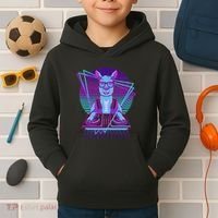 Vaporwave Llama Dj Turntable Sunglass Llama Kids Hoodie thumb 2