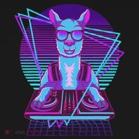Vaporwave Llama Dj Turntable Sunglass Llama Kids Long Sleeve Shirt thumb 2