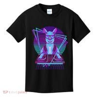 Vaporwave Llama Dj Turntable Sunglass Llama Kids T-Shirt thumb 0