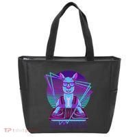 Vaporwave Llama Dj Turntable Sunglass Llama Tote Bag thumb 0