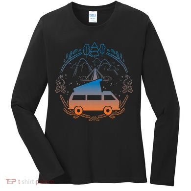 Van Life Design Vanagon Van Bus Dipper Campfire Camping Women's Long Sleeve Shirt