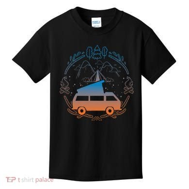 Van Life Design Vanagon Van Bus Dipper Campfire Camping Kids T-Shirt