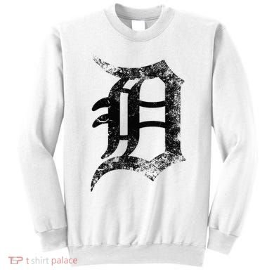 Vintage Letter D Detroit Michigan 313 Area Code Black Sweatshirt