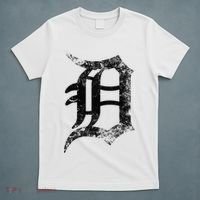 Vintage Letter D Detroit Michigan 313 Area Code Black T-Shirt thumb 5