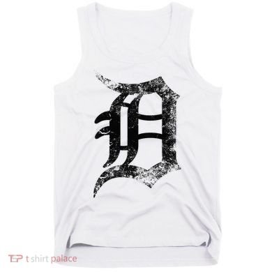 Vintage Letter D Detroit Michigan 313 Area Code Black Tank Top
