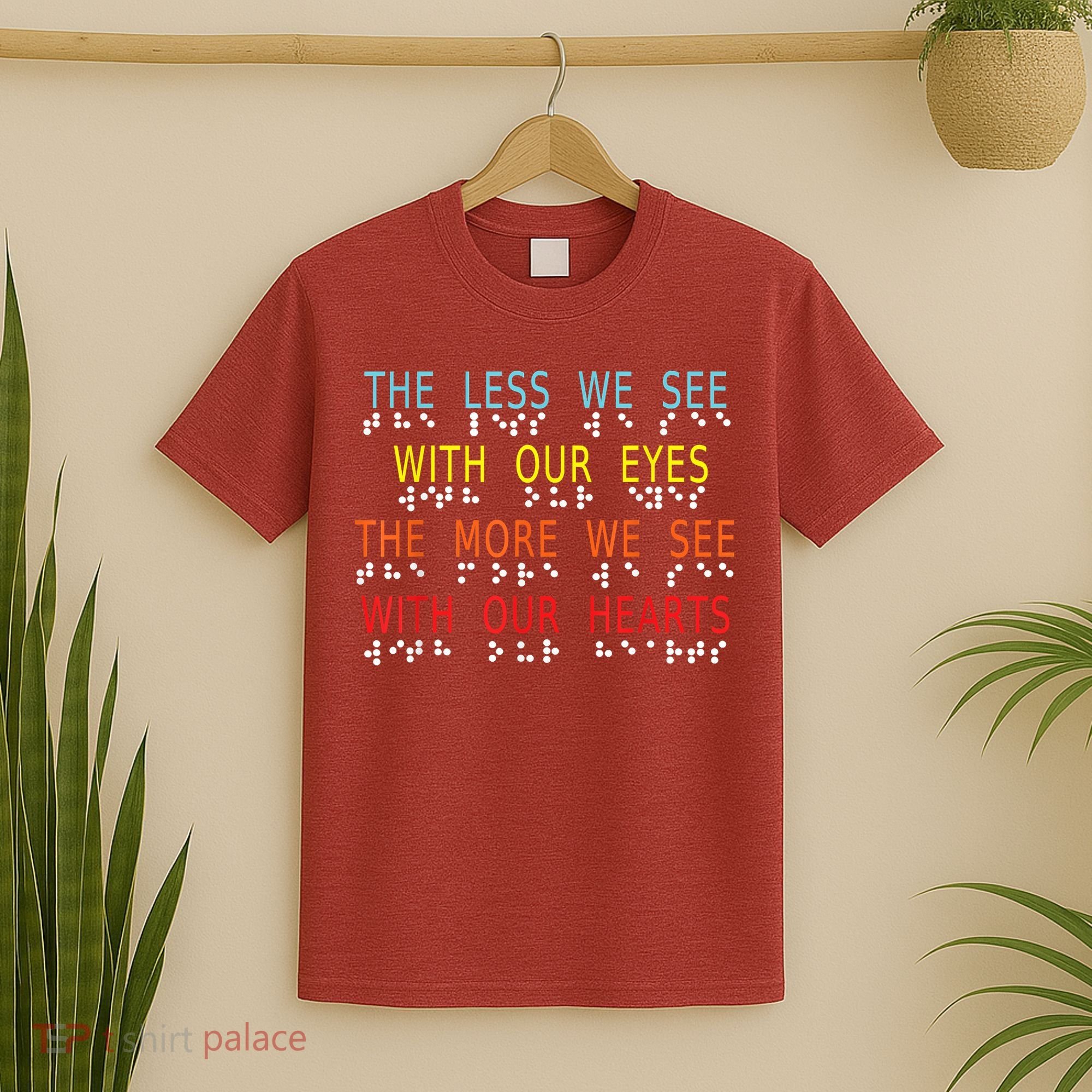 Vintage Less Eyes More Heart Impaired Dots Braille T-Shirt