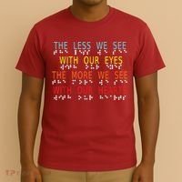 Vintage Less Eyes More Heart Impaired Dots Braille T-Shirt thumb 3