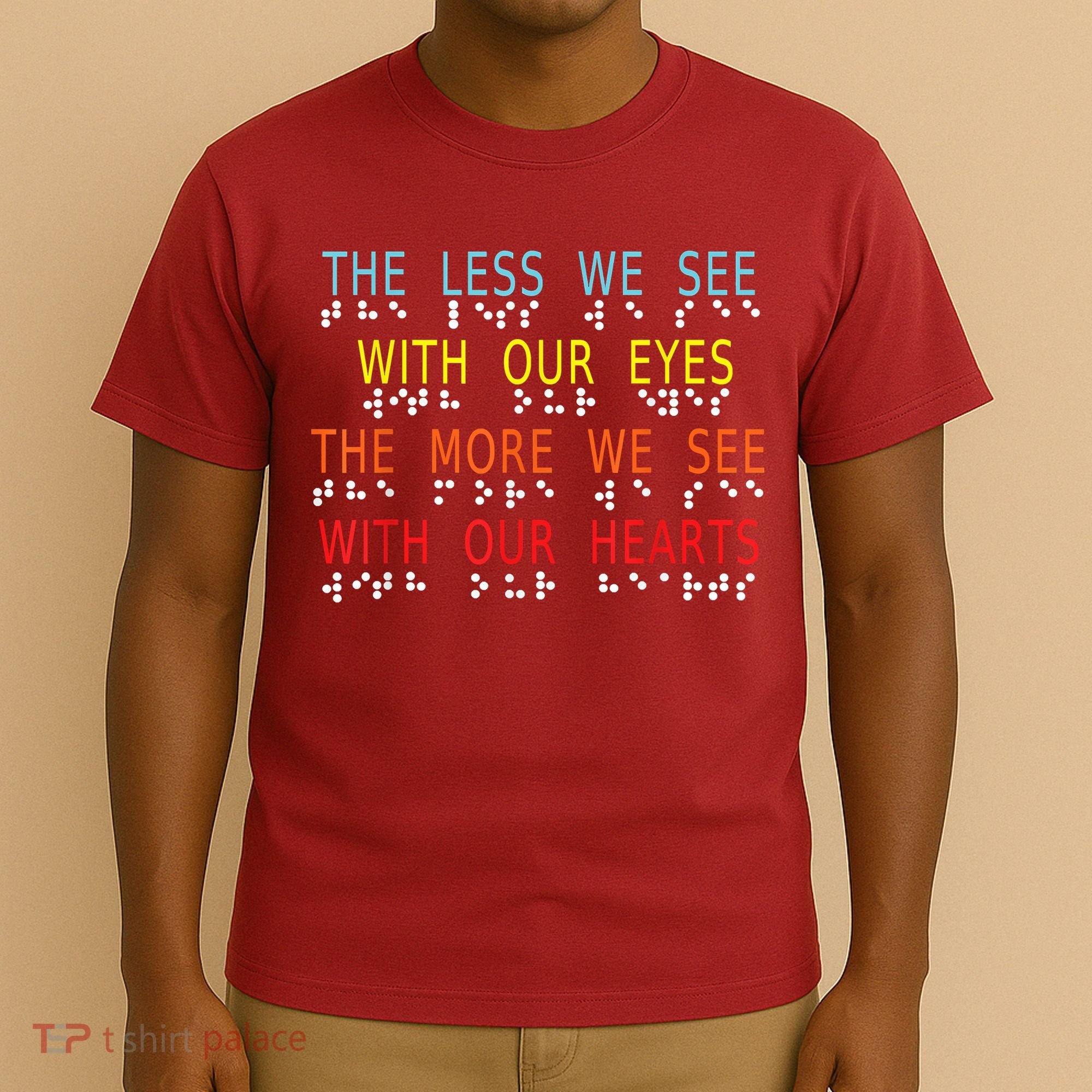 Vintage Less Eyes More Heart Impaired Dots Braille T-Shirt
