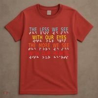 Vintage Less Eyes More Heart Impaired Dots Braille T-Shirt thumb 4