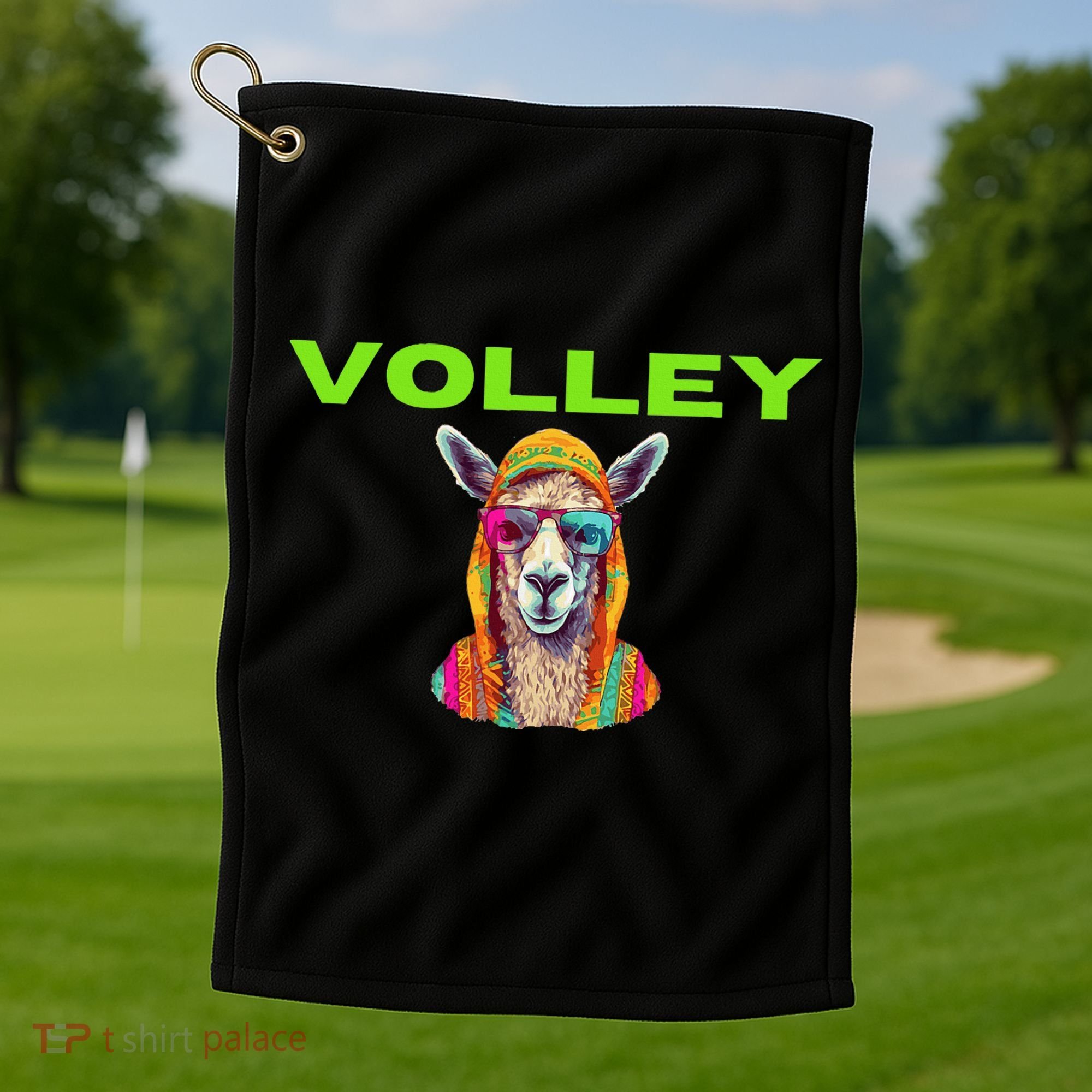 Volley Llama Funny Pickleball Golf Towel