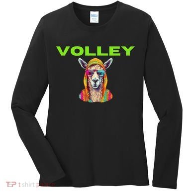 Volley Llama Funny Pickleball Women's Long Sleeve Shirt