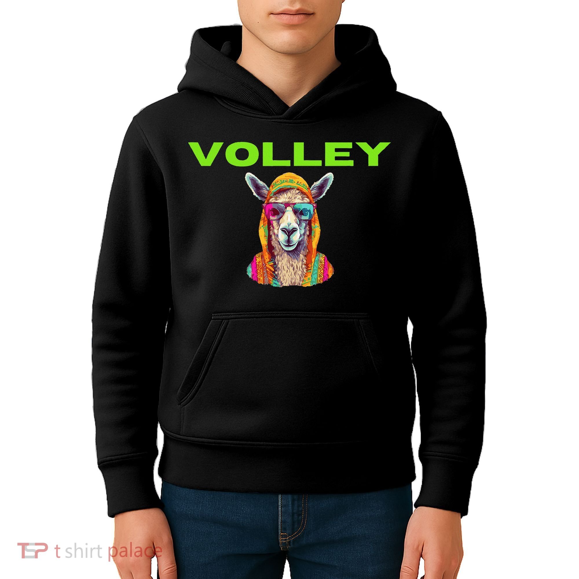 Volley Llama Funny Pickleball Kids Hoodie