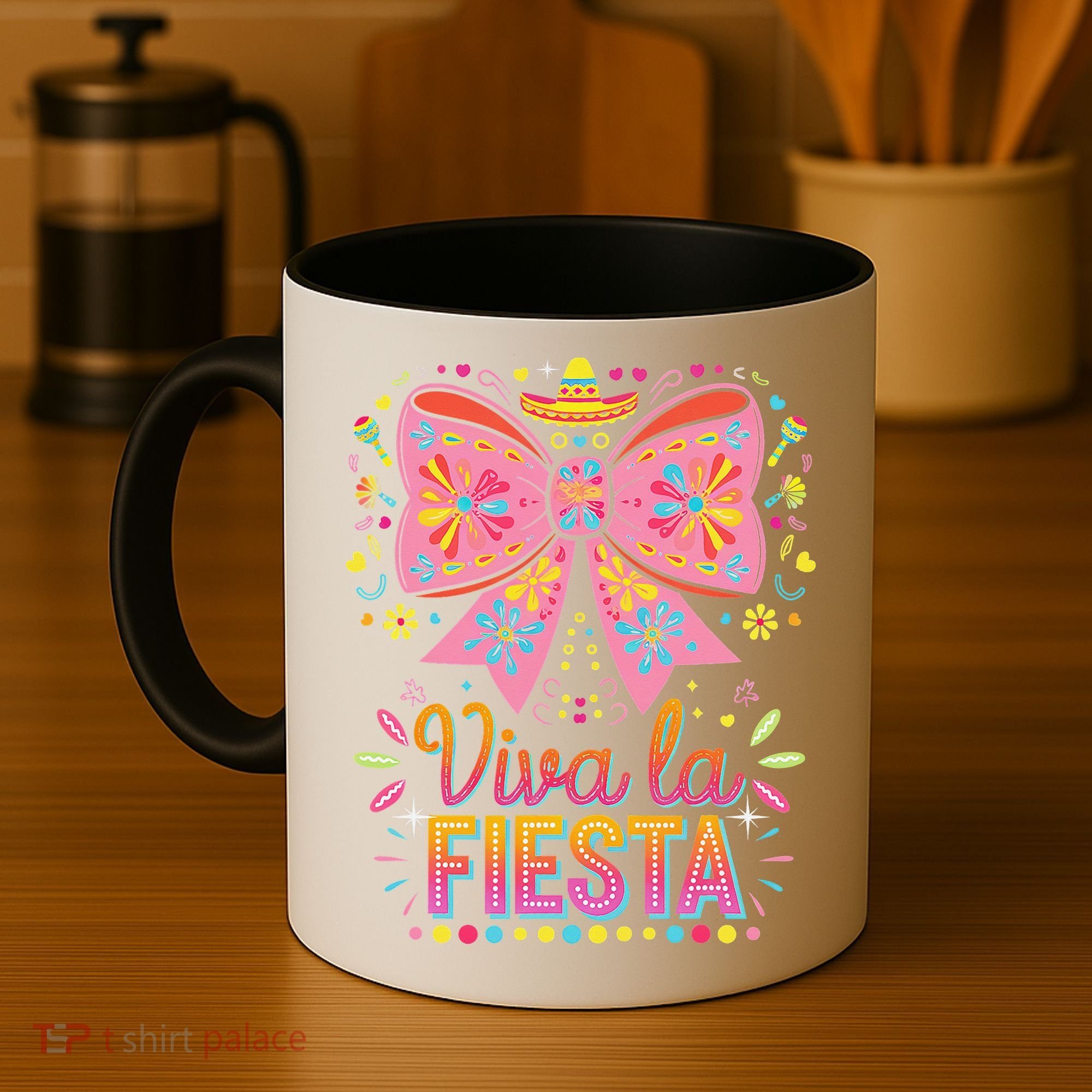 Viva La Fiesta Coquette Bow Cinco De Mayo Mexican Coffee Mug