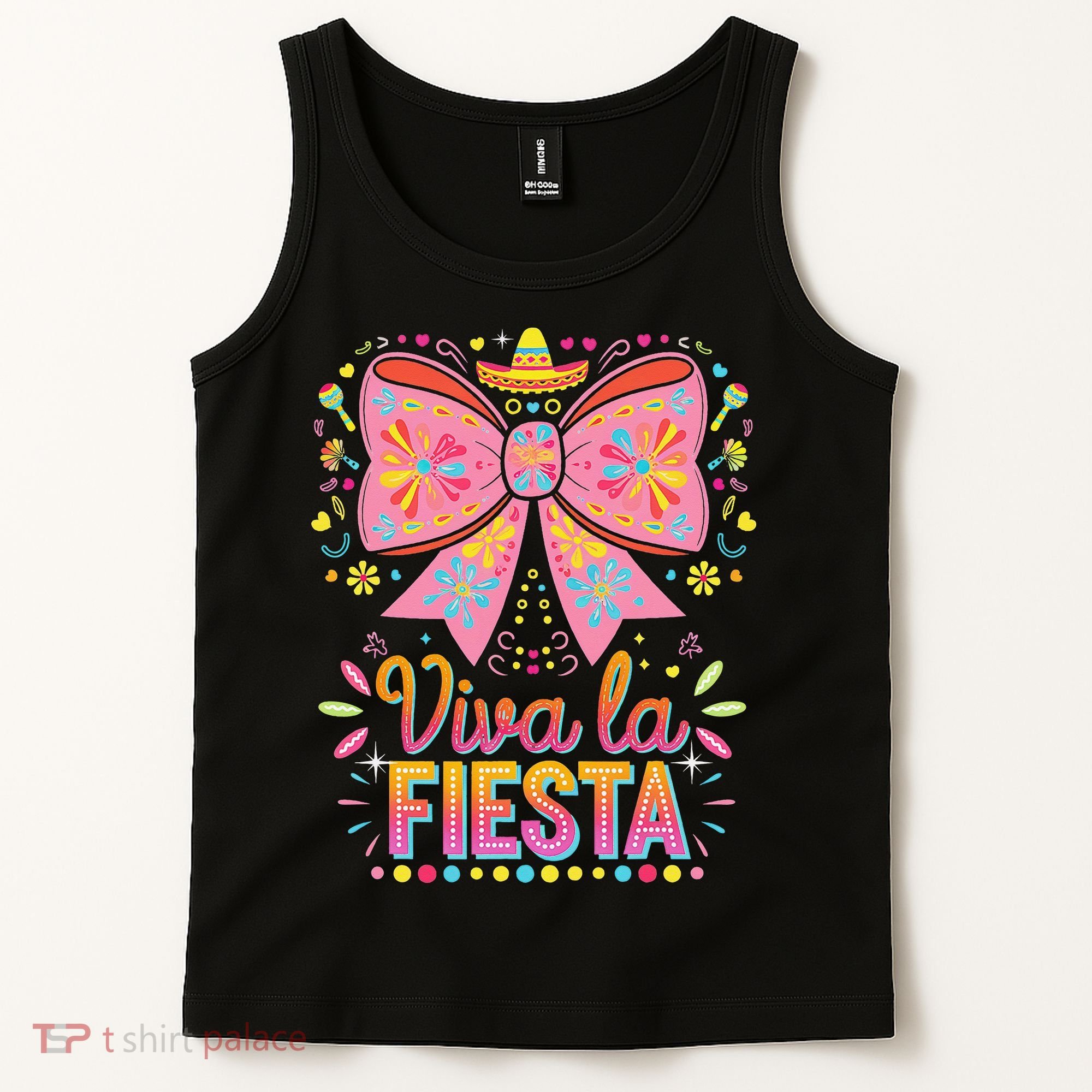 Viva La Fiesta Coquette Bow Cinco De Mayo Mexican Tank Top