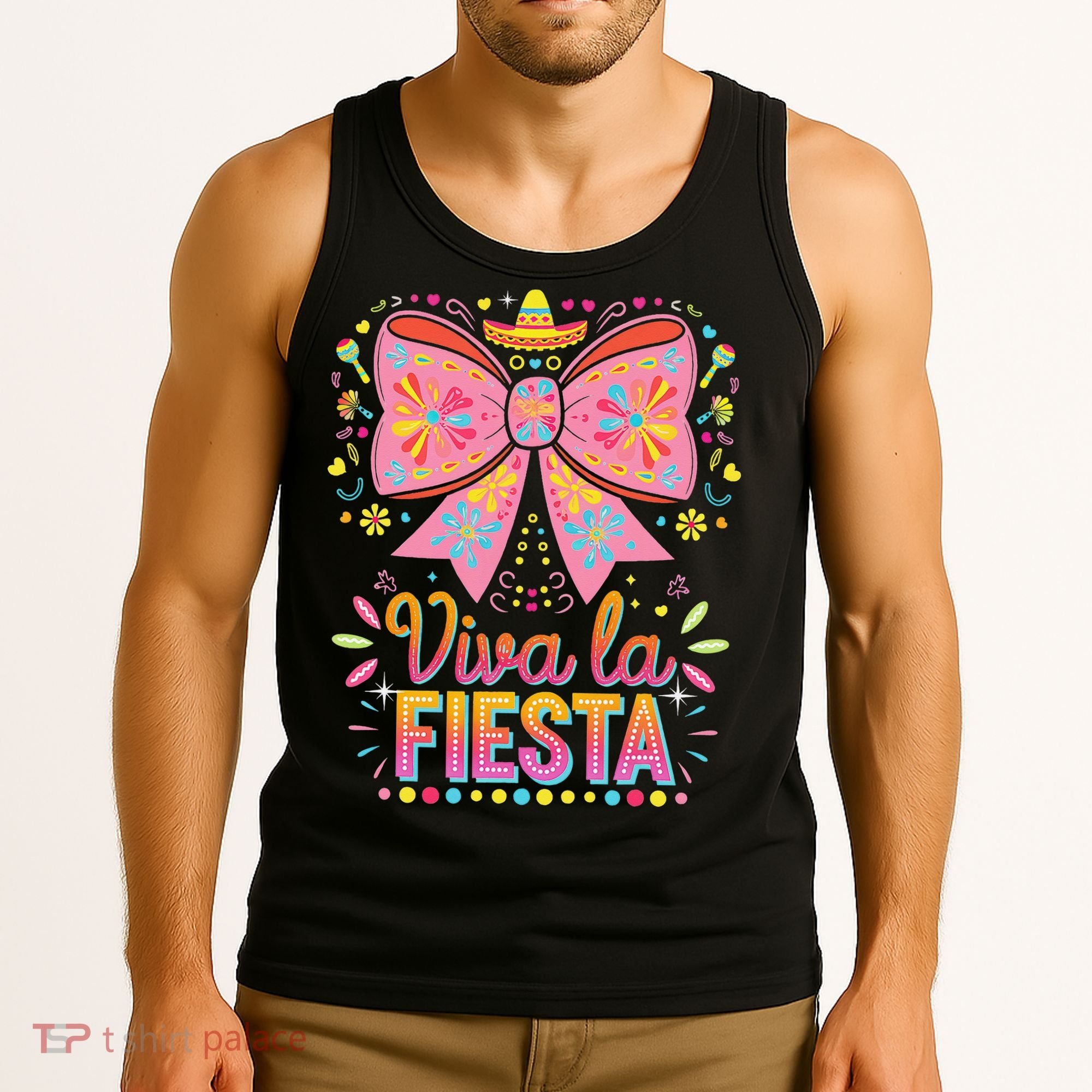 Viva La Fiesta Coquette Bow Cinco De Mayo Mexican Tank Top
