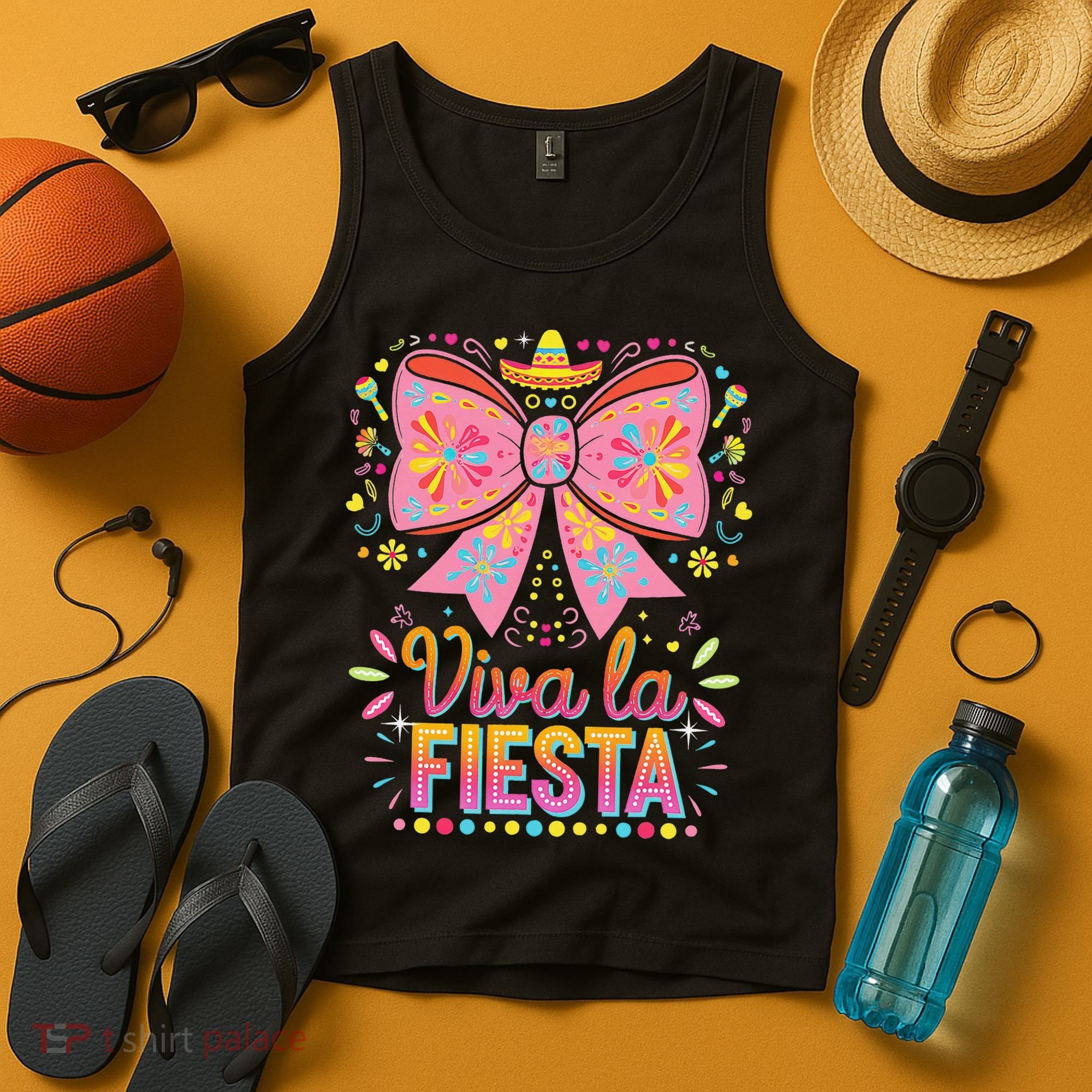 Viva La Fiesta Coquette Bow Cinco De Mayo Mexican Tank Top