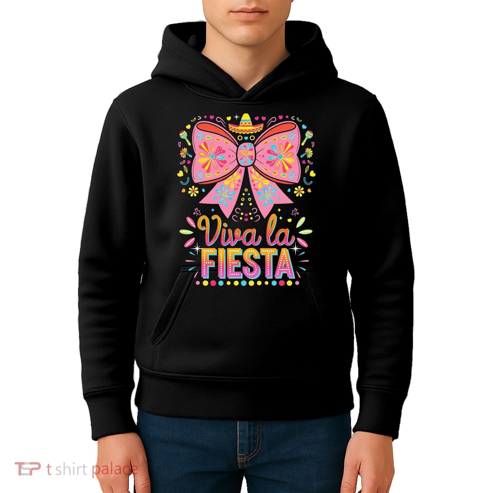 Viva La Fiesta Coquette Bow Cinco De Mayo Mexican Kids Hoodie